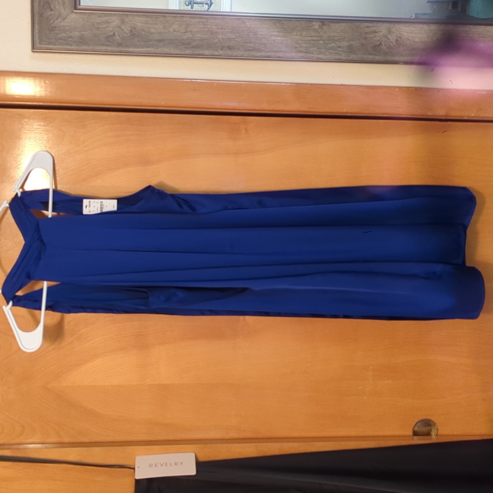 Royal blue halter mini/not quite midi dress